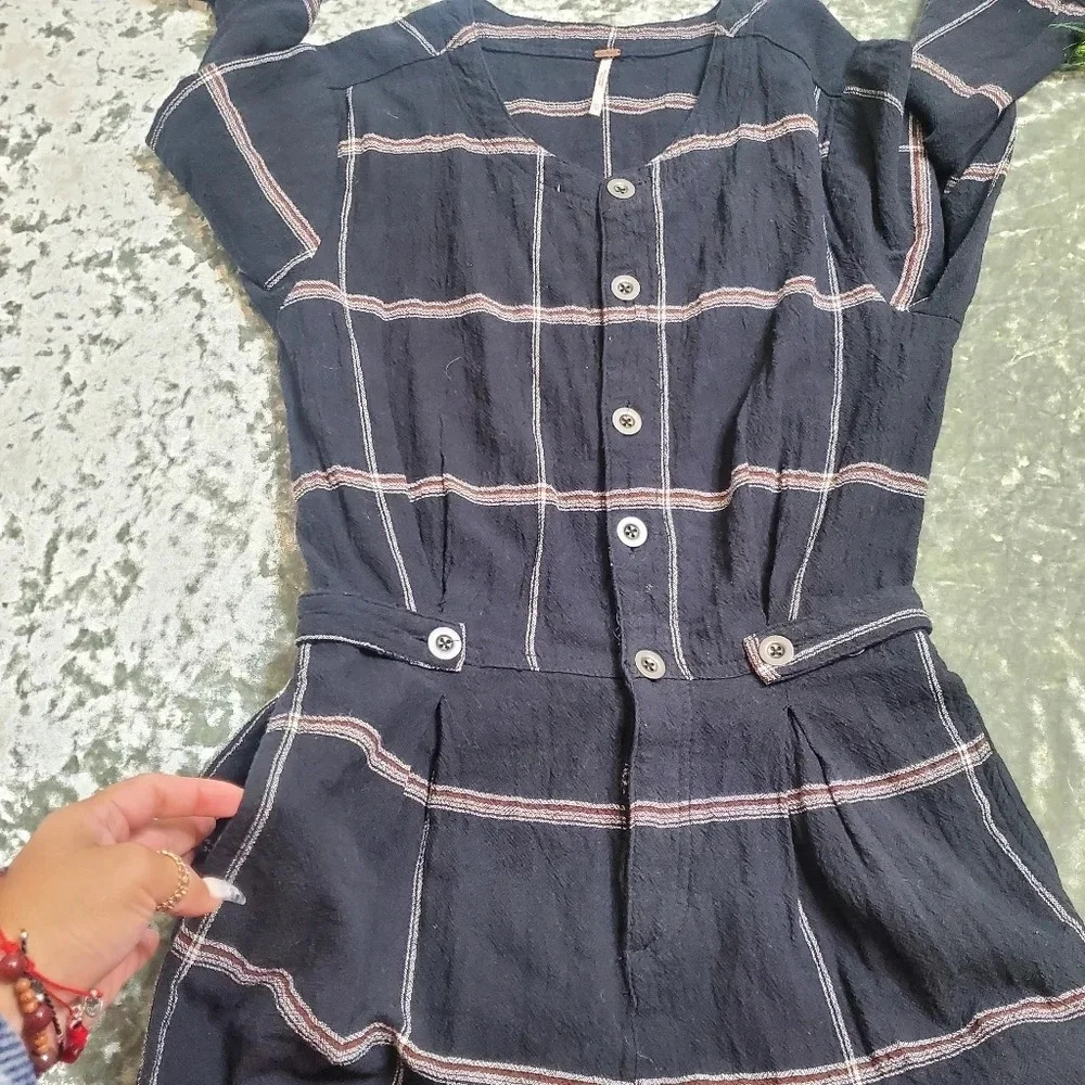 Free People Keep It In Check Plaid Jumpsuit - Picture 4 of 8